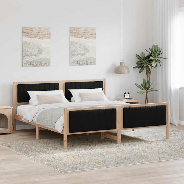 Okvir kreveta Smeđa i crna 180 x 200 cm Masivna borovina - Smeđa / 180 x 200 cm