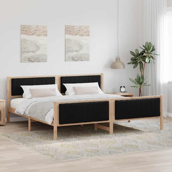 Okvir kreveta Smeđa i crna 200 x 200 cm Masivna borovina - Smeđa / 200 x 200 cm