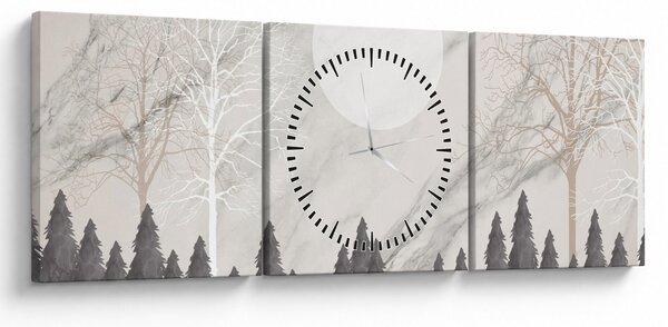 Slika - Zimski pejzaž (sa satom) (90x30 cm)