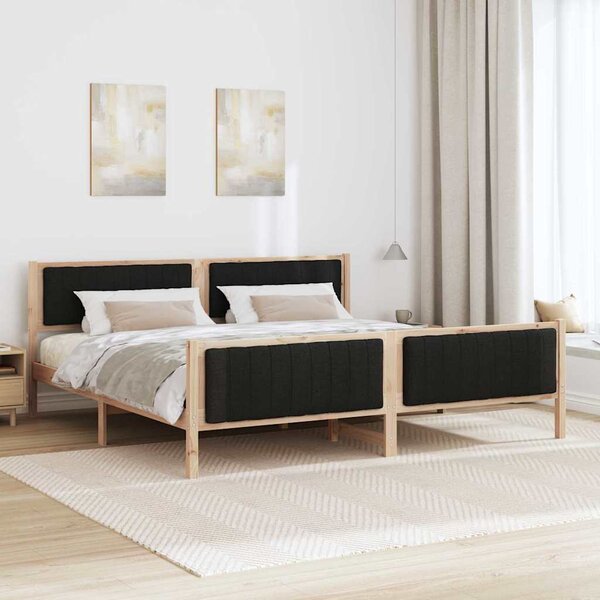 Okvir kreveta Smeđa i crna 200 x 200 cm Masivna borovina - Smeđa / 200 x 200 cm