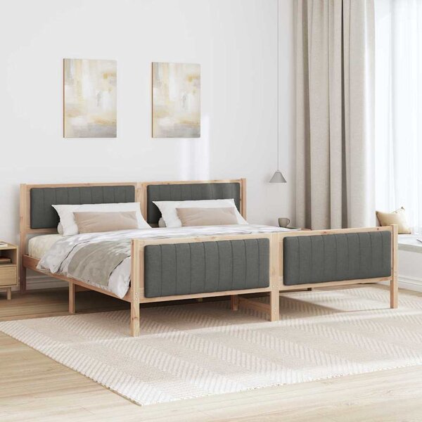 Okvir kreveta smeđe i tamnosivo 200 x 200 cm Masivna borovina - Smeđa / 200 x 200 cm