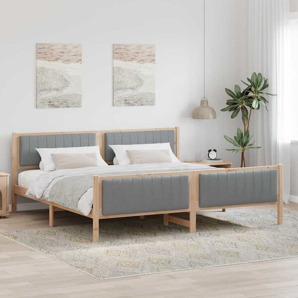 Okvir kreveta s uzglavljem Smeđa i svijetlo siva 200 x 200 cm - Smeđa / 200 x 200 cm