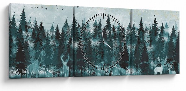 Slika - Životinje u šumi (sa satom) (90x30 cm)