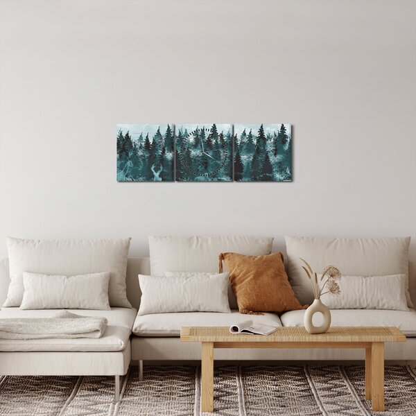 Slika - Životinje u šumi (sa satom) (90x30 cm)