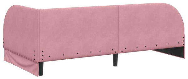 Kutni krevetni okvir s madracem 2 pcs Ružičasta Baršun - Ružičasta / 90 x 200 cm