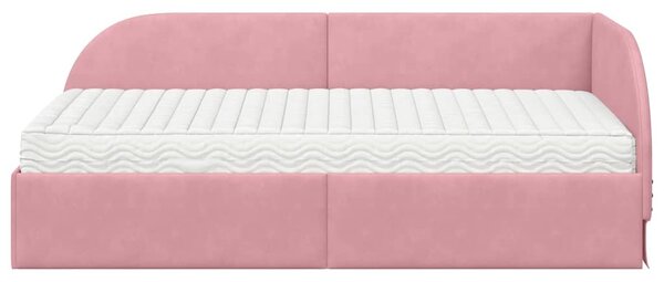 Kutni krevetni okvir s madracem 2 pcs Ružičasta Baršun - Ružičasta / 90 x 200 cm