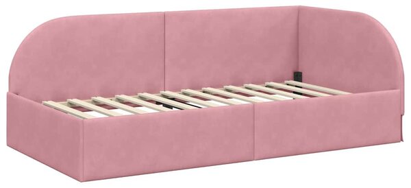Kutni krevetni okvir s madracem 2 pcs Ružičasta Baršun - Ružičasta / 90 x 200 cm