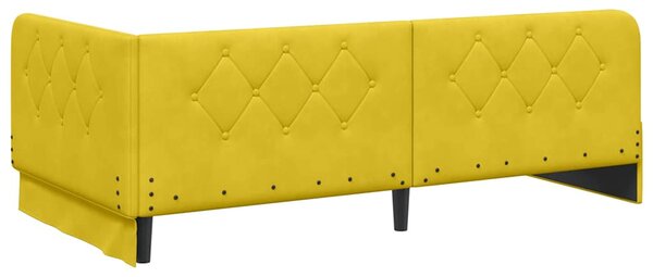 Kutni okvir kreveta Žuta 90 x 190 cm Baršun - Žuta / 90 x 190 cm
