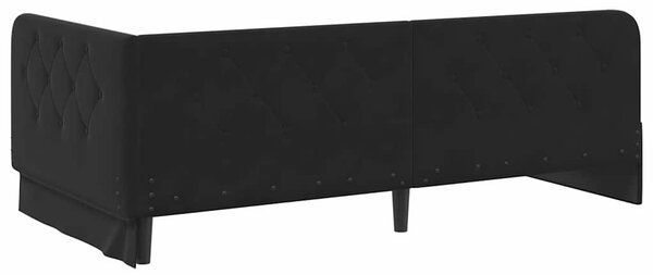 Kutni okvir kreveta Crna 90 x 190 cm Baršun - Crna / 90 x 190 cm