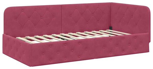Kutni okvir kreveta Vinska crvena 90 x 200 cm Baršun - Crvena / 90 x 200 cm