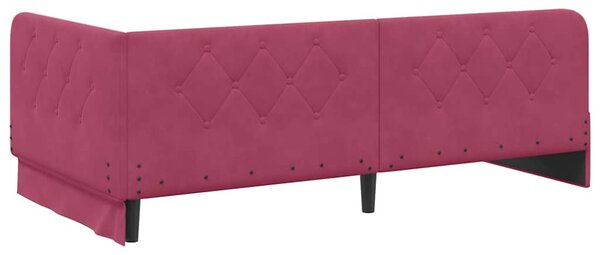 Kutni okvir kreveta Vinska crvena 90 x 200 cm Baršun - Crvena / 90 x 200 cm