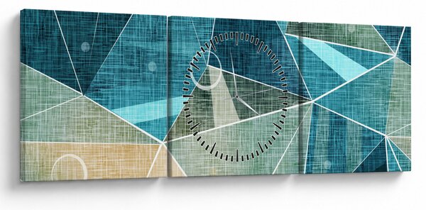 Slika - Tirkizna apstrakcija (sa satom) (90x30 cm)