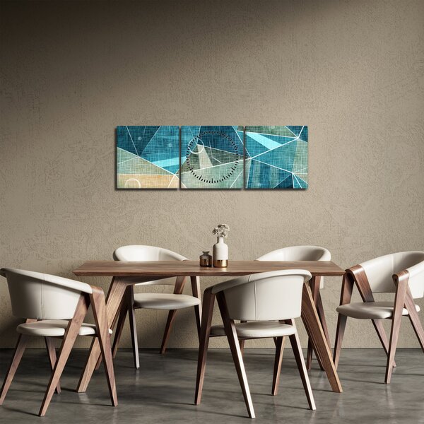 Slika - Tirkizna apstrakcija (sa satom) (90x30 cm)