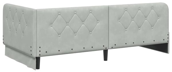 Kutni okvir kreveta Svijetlo siva 90 x 190 cm Baršun - Svjetlosiva / 90 x 190 cm