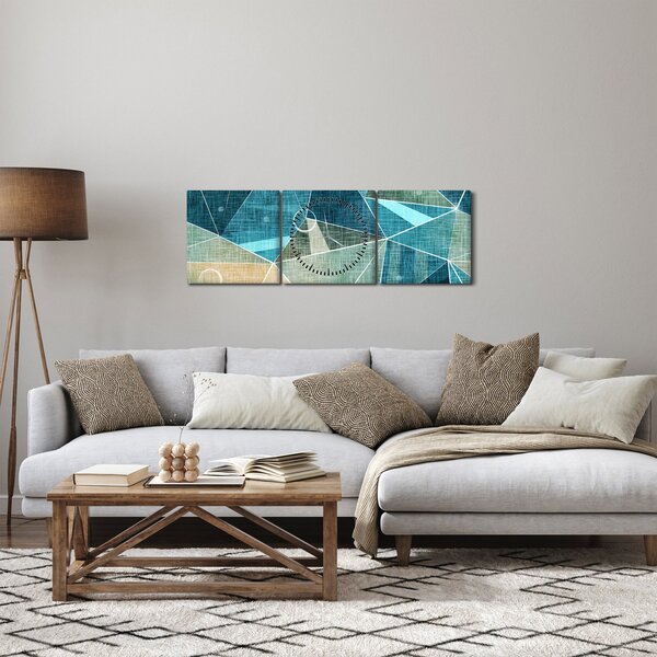 Slika - Tirkizna apstrakcija (sa satom) (90x30 cm)