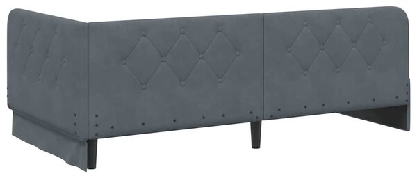 Kutni okvir kreveta Tamno siva 90 x 200 cm Baršun - Siva / 90 x 200 cm