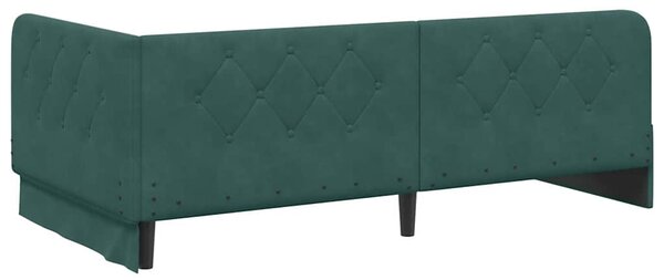 Kutni okvir kreveta Tamnozelena 90 x 200 cm Baršun - Zelena / 90 x 200 cm