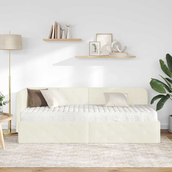 Kutni okvir kreveta Krema 80 x 200 cm Baršun - Krem / 80 x 200 cm