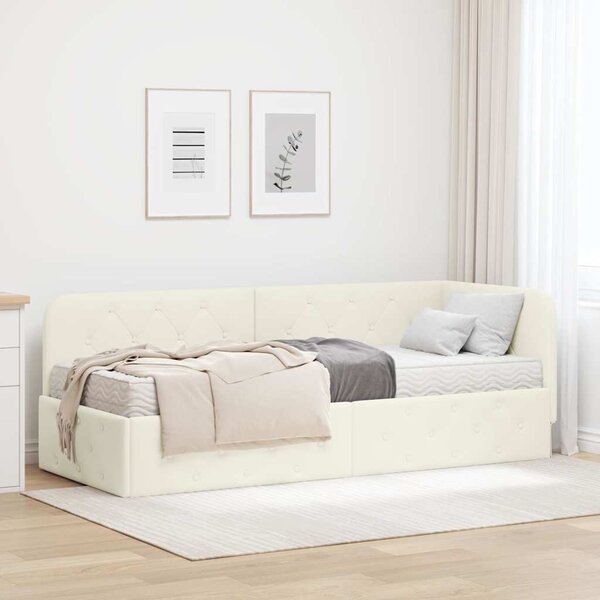 Kutni okvir kreveta Krema 80 x 200 cm Baršun - Krem / 80 x 200 cm