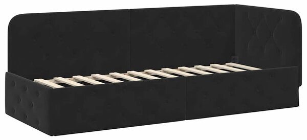Kutni okvir kreveta Crna 80 x 200 cm Baršun - Crna / 80 x 200 cm