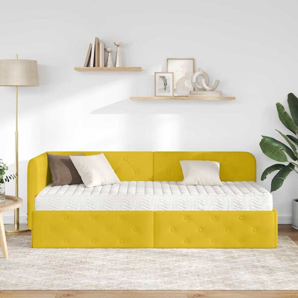 Kutni okvir kreveta Žuta 80 x 200 cm Baršun - Žuta / 80 x 200 cm