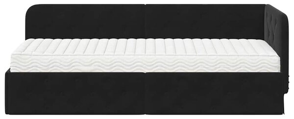 Kutni okvir kreveta Crna 80 x 200 cm Baršun - Crna / 80 x 200 cm