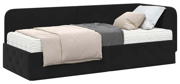 Kutni okvir kreveta Crna 80 x 200 cm Baršun - Crna / 80 x 200 cm