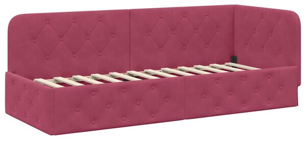 Kutni okvir kreveta Vinska crvena 80 x 200 cm Baršun - Crvena / 80 x 200 cm