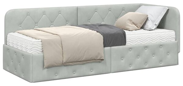 Kutni okvir kreveta Svijetlo siva 80 x 200 cm Baršun - Svjetlosiva / 80 x 200 cm