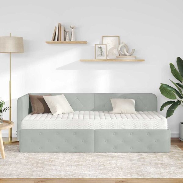 Kutni okvir kreveta Svijetlo siva 80 x 200 cm Baršun - Svjetlosiva / 80 x 200 cm