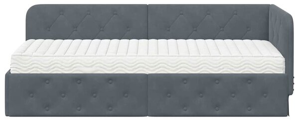Kutni okvir kreveta Tamno siva 80 x 200 cm Baršun - Siva / 80 x 200 cm