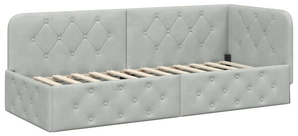 Kutni okvir kreveta Svijetlo siva 80 x 200 cm Baršun - Svjetlosiva / 80 x 200 cm
