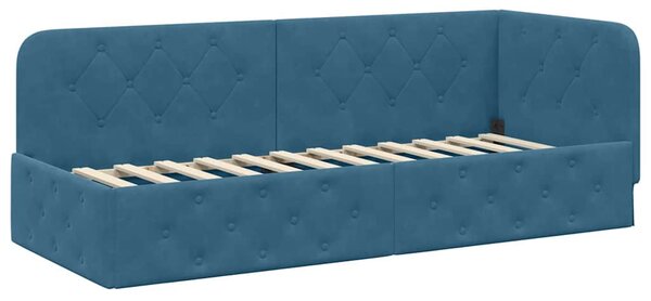 Kutni okvir kreveta Plava 80 x 200 cm Baršun - Plava / 80 x 200 cm