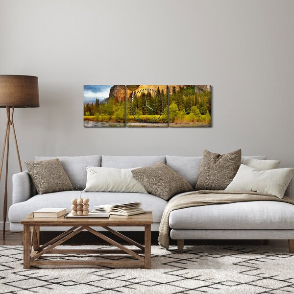 Slika - Stijene uz jezero (sa satom) (90x30 cm)