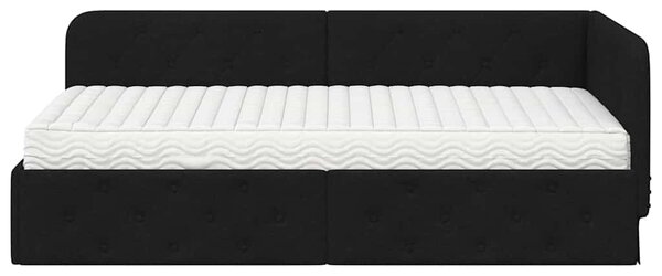 Kutni okvir kreveta Crna 90 x 200 cm tkanina - Crna / 90 x 200 cm