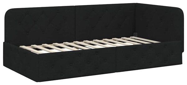 Kutni okvir kreveta Crna 90 x 200 cm tkanina - Crna / 90 x 200 cm