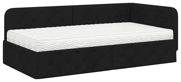 Kutni okvir kreveta Crna 90 x 200 cm tkanina - Crna / 90 x 200 cm