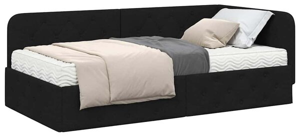 Kutni okvir kreveta Crna 90 x 200 cm tkanina - Crna / 90 x 200 cm