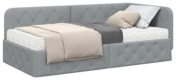 Kutni okvir kreveta Svijetlo siva 90 x 190 cm tkanina - Svjetlosiva / 90 x 190 cm