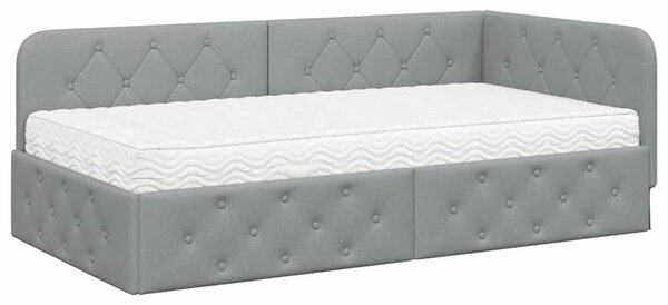 Kutni okvir kreveta Svijetlo siva 90 x 190 cm tkanina - Svjetlosiva / 90 x 190 cm