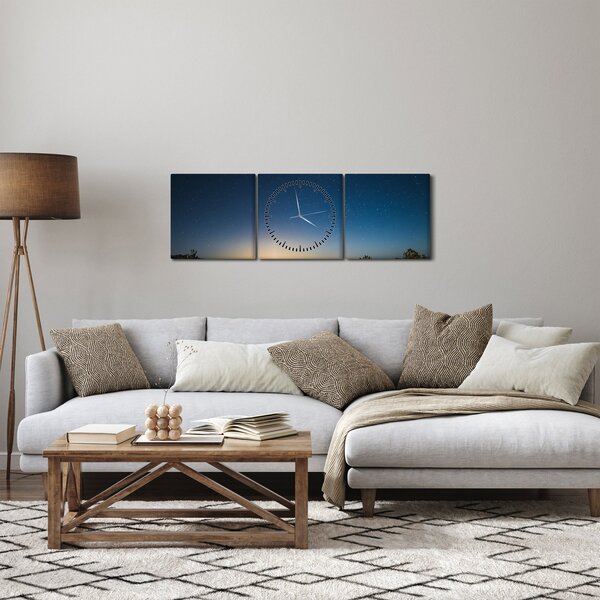 Slika - Noćno nebo iznad ceste (sa satom) (90x30 cm)