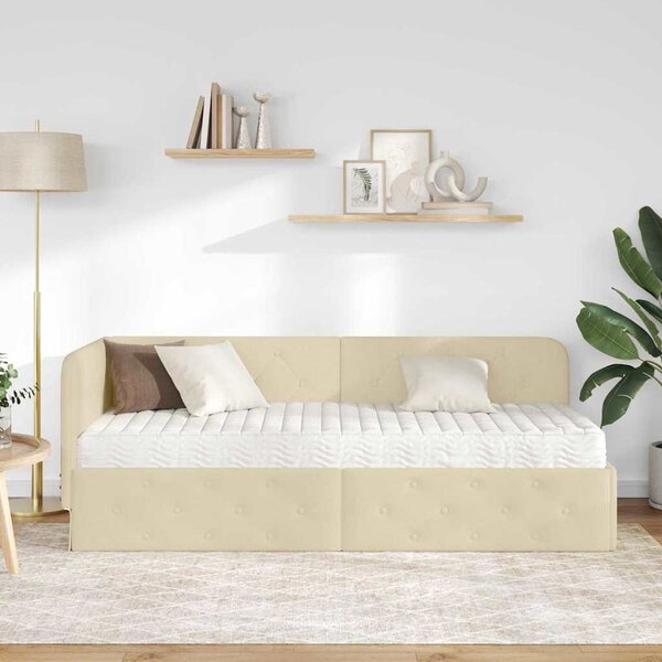 Kutni okvir kreveta Krema 80 x 200 cm tkanina - Krem / 80 x 200 cm