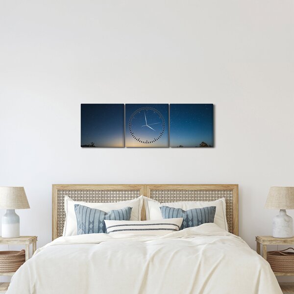 Slika - Noćno nebo iznad ceste (sa satom) (90x30 cm)