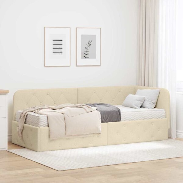 Kutni okvir kreveta Krema 80 x 200 cm tkanina - Krem / 80 x 200 cm