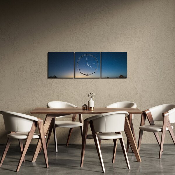Slika - Noćno nebo iznad ceste (sa satom) (90x30 cm)