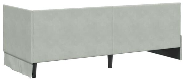 Kutni krevetni okvir s madracem 2 pcs Svjetlosiva Baršun - Svjetlosiva / 90 x 190 cm