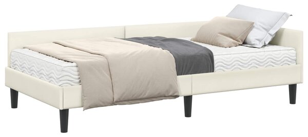 Kutni krevetni okvir s madracem Ostalo 2 pcs Krema Baršun - Krem / 80 x 200 cm