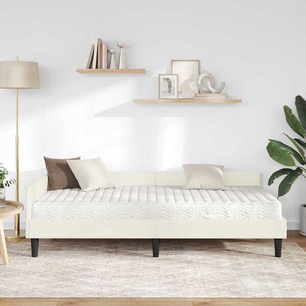Kutni krevetni okvir s madracem Ostalo 2 pcs Krema Baršun - Krem / 80 x 200 cm