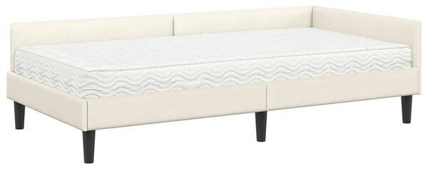 Kutni krevetni okvir s madracem Ostalo 2 pcs Krema Baršun - Krem / 80 x 200 cm