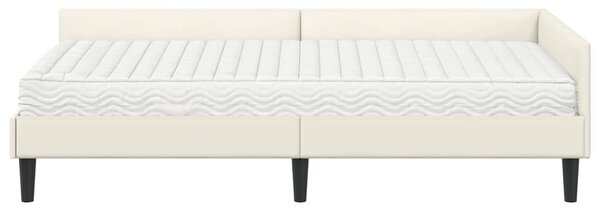 Kutni krevetni okvir s madracem Ostalo 2 pcs Krema Baršun - Krem / 80 x 200 cm